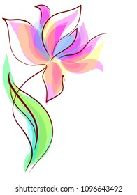 Drawing vector graphics with floral pattern for design. Floral flower natural design. Graphic, sketch drawing. lily, tulip. logotype

