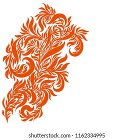 Drawing vector graphics with floral pattern for design. Floral flower natural design. Graphic, sketch drawing.  , tattoo, ink, logotype
