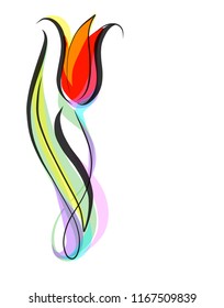 Drawing vector graphics with floral pattern for design. Floral flower natural design. Graphic, sketch drawing. lily, tulip. logotype