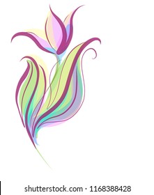 Drawing vector graphics with floral pattern for design. Floral flower natural design. Graphic, sketch drawing. lily, tulip. logotype