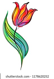 Drawing vector graphics with floral pattern for design. Floral flower natural design. Graphic, sketch drawing. lily, tulip. logotype

