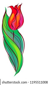 Drawing vector graphics with floral pattern for design. Floral flower natural design. Graphic, sketch drawing. lily, tulip. logotype

