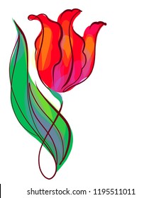 Drawing vector graphics with floral pattern for design. Floral flower natural design. Graphic, sketch drawing. lily, tulip. logotype

