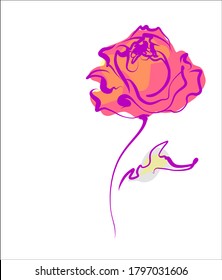 Drawing vector graphics with floral pattern for design. Rose 