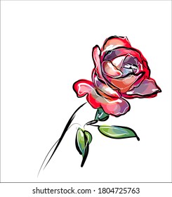 Drawing vector graphics with floral pattern for design. Rose