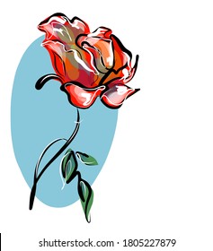 Drawing vector graphics with floral pattern for design. Rose 