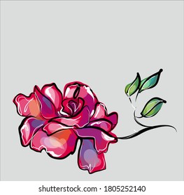 
Drawing vector graphics with floral pattern for design. Rose 
