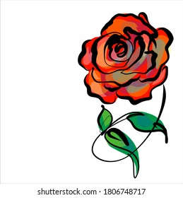 Drawing vector graphics with floral pattern for design. Rose 