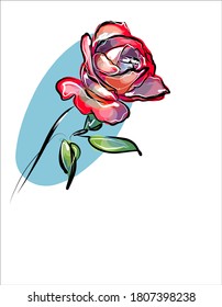 Drawing vector graphics with floral pattern for design. Rose