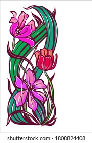 Drawing vector graphics with floral pattern for design. tulip 