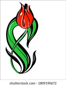 
Drawing vector graphics with floral pattern for design. tulip