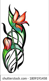  
Drawing vector graphics with floral pattern for design. tulip