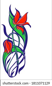  
Drawing vector graphics with floral pattern for design. tulip 