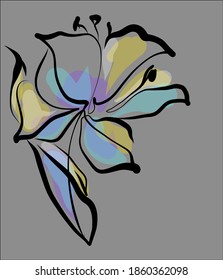 
Drawing vector graphics with floral pattern for design. tulip Floral flower natural design. Graphic, sketch drawing. lily, tulip. logotype