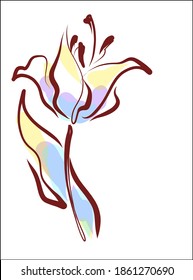 
Drawing vector graphics with floral pattern for desig with tulip 