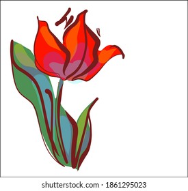 
Drawing vector graphics with floral pattern for desig with tulip 
