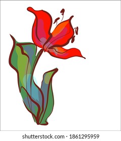 
Drawing vector graphics with floral pattern for desig with tulip 