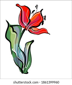 
Dibujo de gráficos vectoriales con patrón floral para diseño con tulipán 