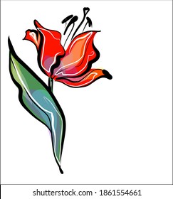 
Drawing vector graphics with floral pattern for desig with tulip 