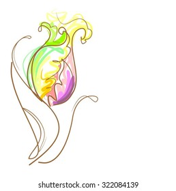 Drawing vector graphics with floral pattern for design. Floral flower natural design. Graphic, sketch drawing. lily, tulip.
