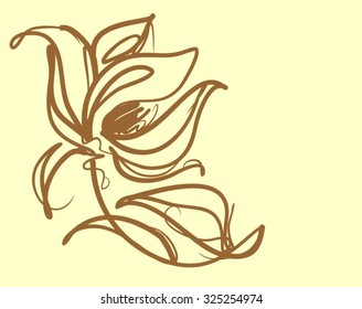 Drawing vector graphics with floral pattern for design. Floral flower natural design. Graphic, sketch drawing. lily, tulip.
