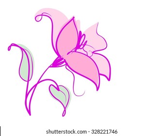Drawing vector graphics with floral pattern for design. Floral flower natural design. Graphic, sketch drawing. lily, tulip.
