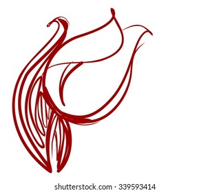 Drawing vector graphics with floral pattern for design. Floral flower natural design. Graphic, sketch drawing.  tulip.