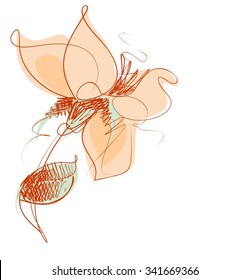 Drawing vector graphics with floral pattern for design. Floral flower natural design. Graphic, sketch drawing. lily, tulip.