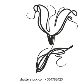 Drawing vector graphics with floral pattern for design. Floral flower natural design. Graphic, sketch drawing. lily, tulip.
