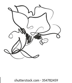 Drawing vector graphics with floral pattern for design. Floral flower natural design. Graphic, sketch drawing. lily, tulip.
