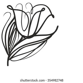 Drawing vector graphics with floral pattern for design. Floral flower natural design. Graphic, sketch drawing. lily, tulip.
