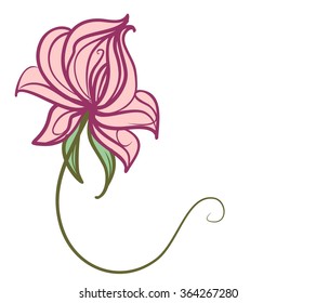 Drawing vector graphics with floral pattern for design. Floral flower natural design. Graphic, sketch drawing. lily, tulip.
