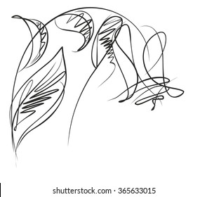 Drawing vector graphics with floral pattern for design. Floral flower natural design. Graphic, sketch drawing. lily, tulip. 