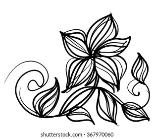 Drawing vector graphics with floral pattern for design. Floral flower natural design. Graphic, sketch drawing. lily, tulip.

