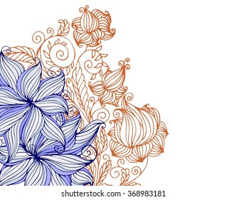 Drawing vector graphics with floral pattern for design. Floral flower natural design. Graphic, sketch drawing. lily, tulip.
