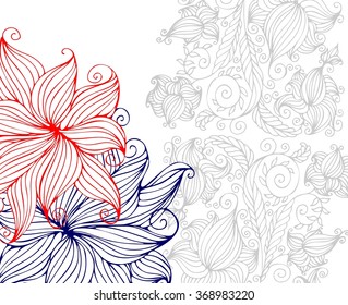 Drawing vector graphics with floral pattern for design. Floral flower natural design. Graphic, sketch drawing. lily, tulip.
