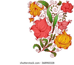 Drawing vector graphics with floral pattern for design. Floral flower natural design. Graphic, sketch drawing. lily, tulip.
