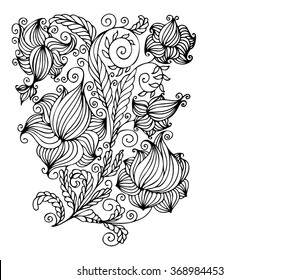 Drawing vector graphics with floral pattern for design. Floral flower natural design. Graphic, sketch drawing. lily, tulip.
