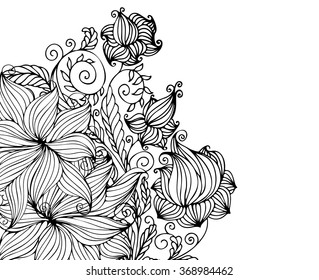Drawing vector graphics with floral pattern for design. Floral flower natural design. Graphic, sketch drawing. lily, tulip.
