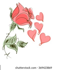 Drawing vector graphics with floral pattern for design. Floral flower natural design. Graphic, sketch drawing.   rose
