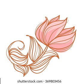 Drawing vector graphics with floral pattern for design. Floral flower natural design. Graphic, sketch drawing. lily, tulip.
