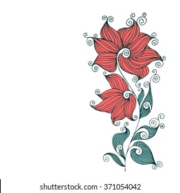  
  Drawing vector graphics with floral pattern for design. Floral flower natural design. Graphic, sketch drawing.  tulip.
