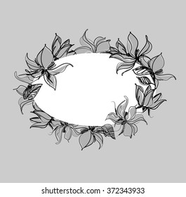 Drawing vector graphics with floral pattern for design. Floral flower natural design. Graphic, sketch drawing. lily, tulip.

