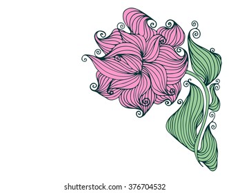 Drawing vector graphics with floral pattern for design. Floral flower natural design. Graphic, sketch drawing. lily, tulip.rose
