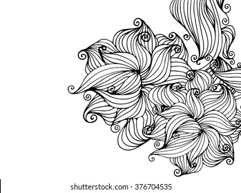 Drawing vector graphics with floral pattern for design. Floral flower natural design. Graphic, sketch drawing. lily, tulip.

