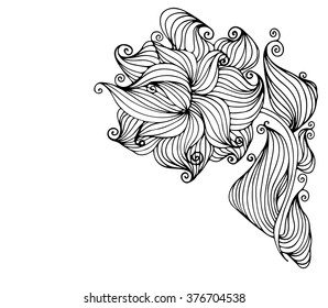 Drawing vector graphics with floral pattern for design. Floral flower natural design. Graphic, sketch drawing. lily, tulip.

