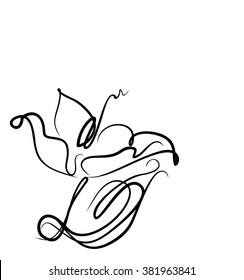 Drawing vector graphics with floral pattern for design. Floral flower natural design. Graphic, sketch drawing. lily, tulip.