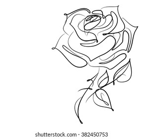 Drawing Vector Graphics With Floral Pattern For Design. Floral Flower Natural Design. Graphic, Sketch Drawing. Rose