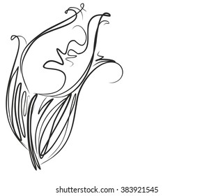 Drawing vector graphics with floral pattern for design. Floral flower natural design. Graphic, sketch drawing. lily, tulip.