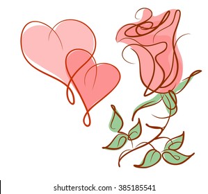 Drawing vector graphics with floral pattern for design. Floral flower natural design. Graphic, sketch drawing. rose